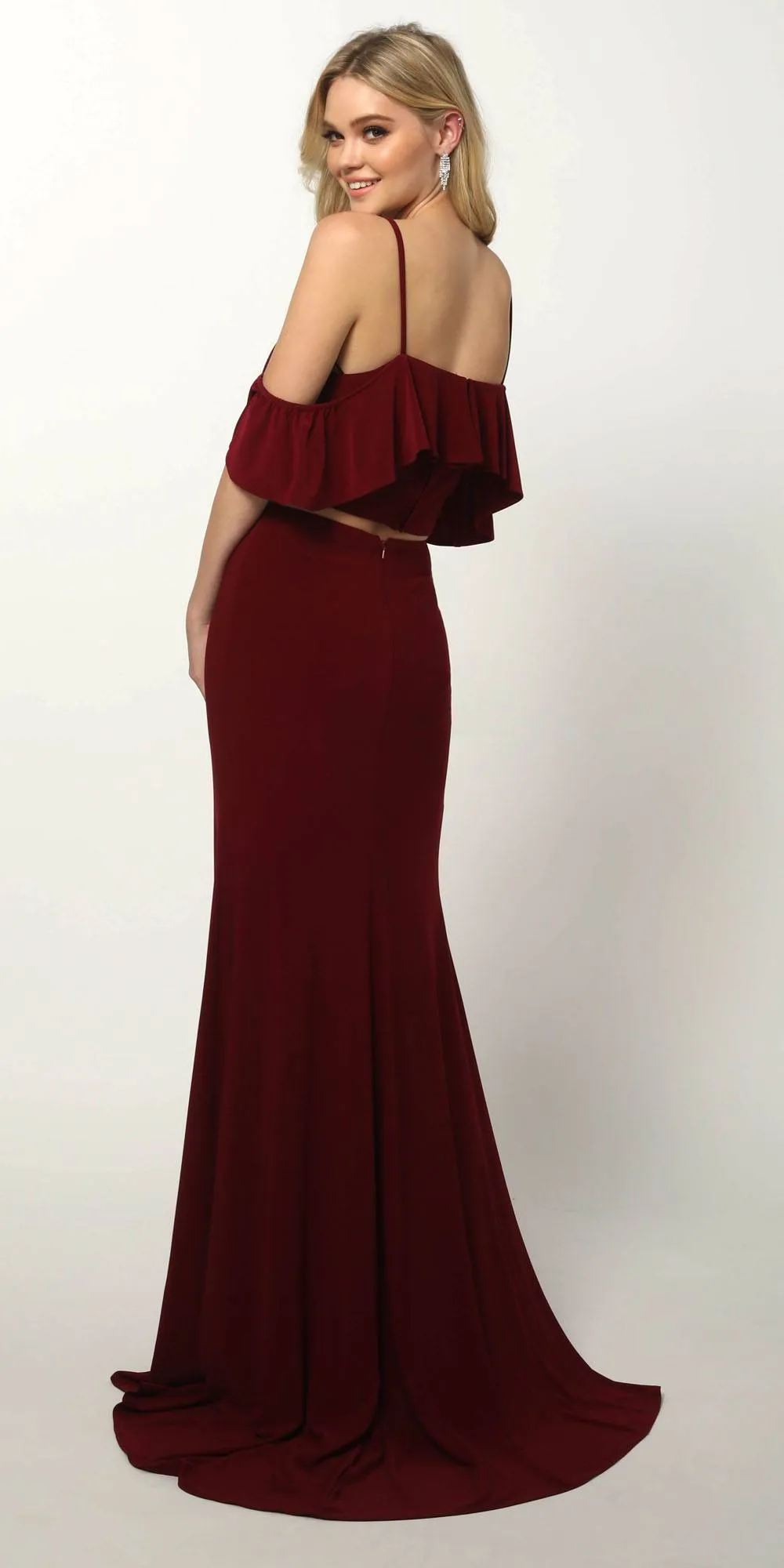 Juliet 662 Cold-Shoulder Two-Piece Gown with Slit