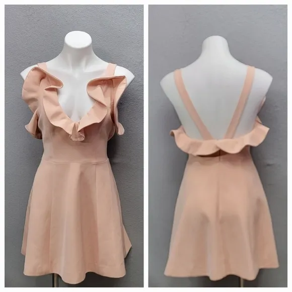 KEEPSAKE SERENDIPITY RUFFLE MINI DRESS, SIZE S