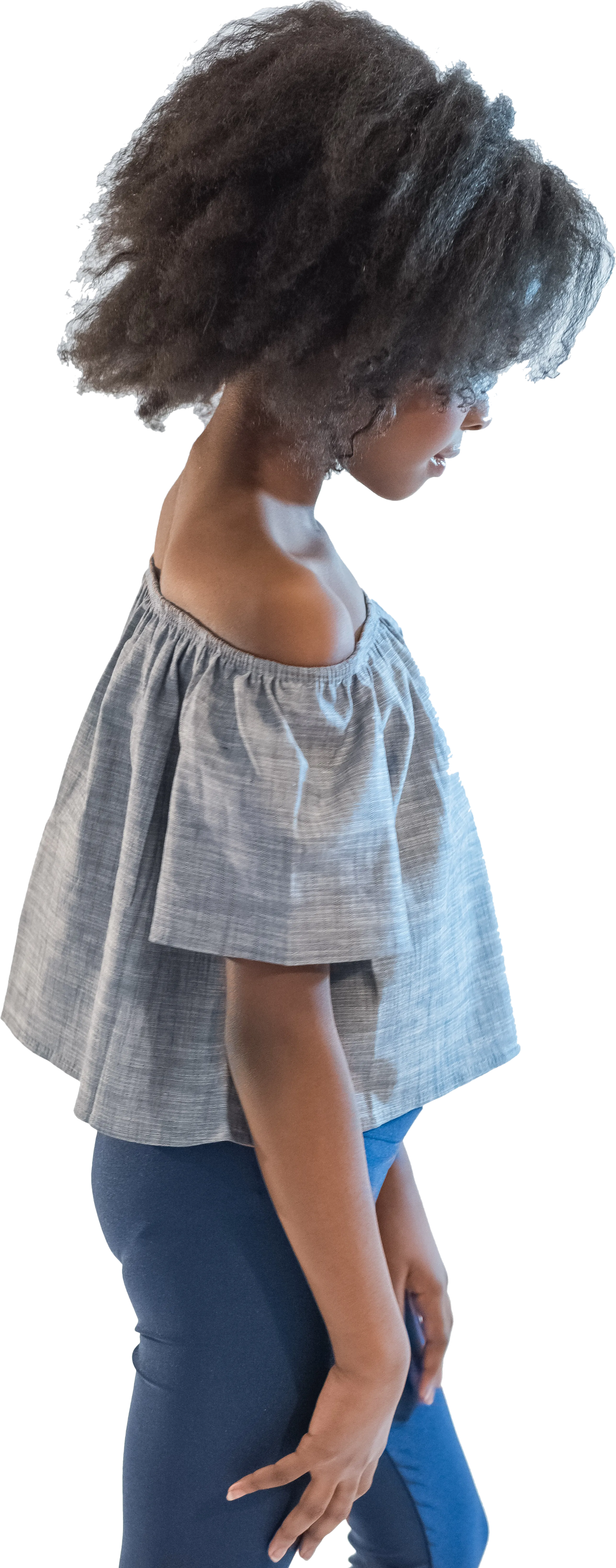 Kids Denim Off the Shoulder Top