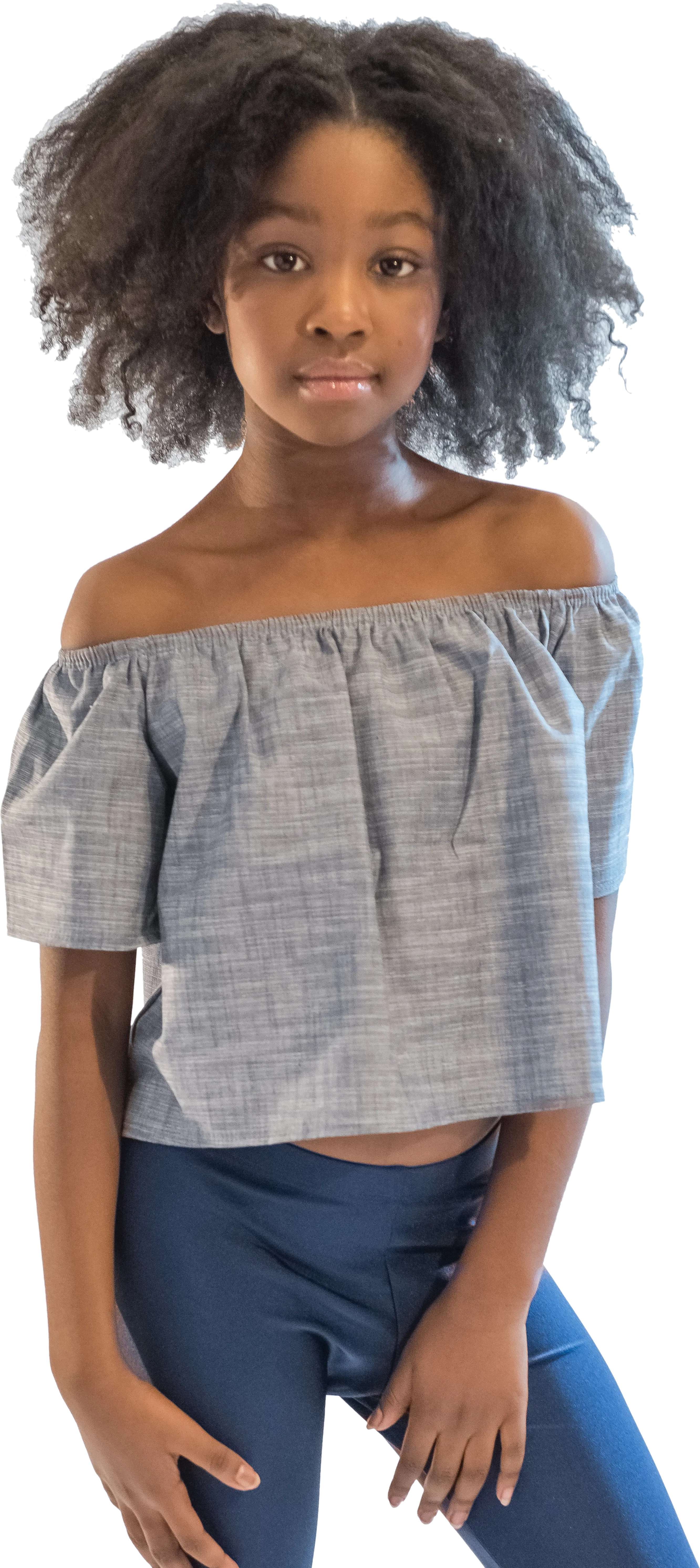 Kids Denim Off the Shoulder Top