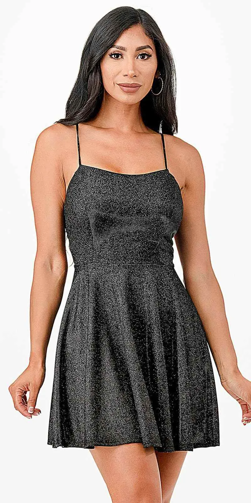 La Scala 26016 Short A-Line Glitter Fit and Flare Cocktail Dress