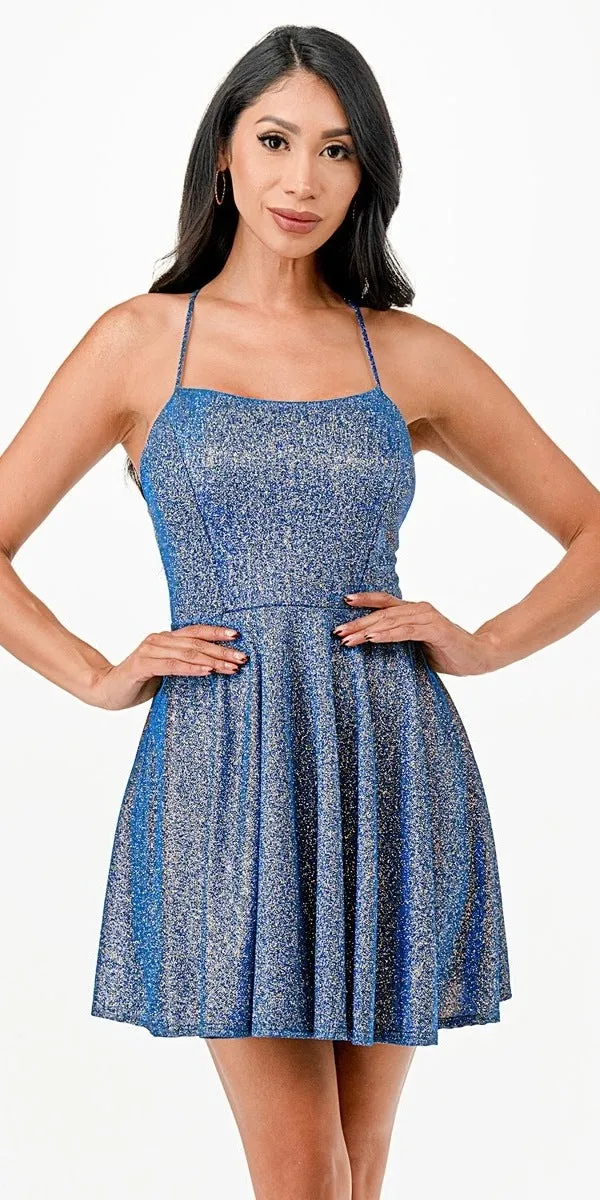 La Scala 26016 Short A-Line Glitter Fit and Flare Cocktail Dress