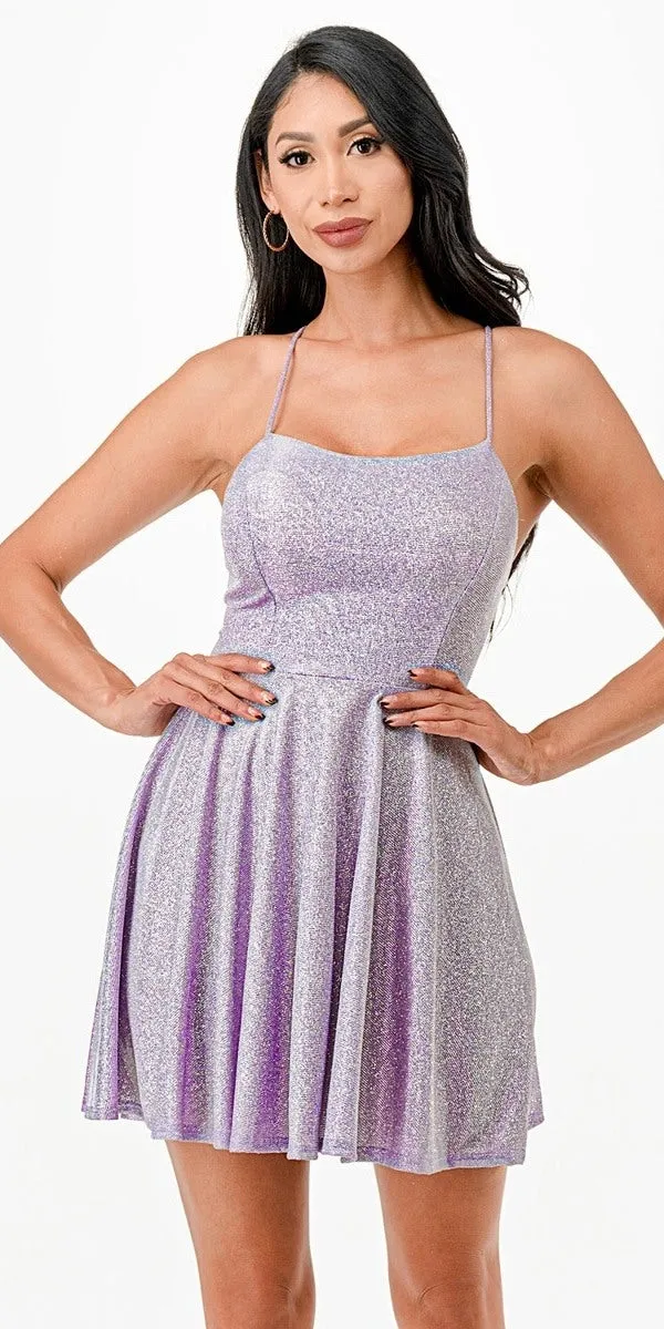 La Scala 26016 Short A-Line Glitter Fit and Flare Cocktail Dress