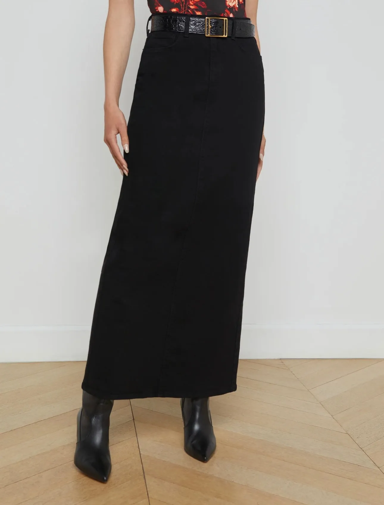 L’AGENCE - Miriam Denim Skirt - Saturated Black