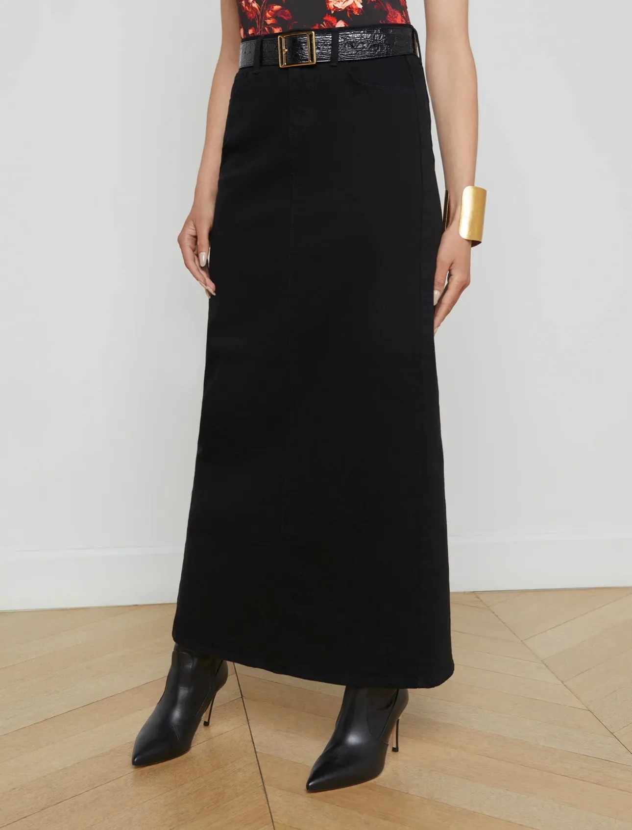 L’AGENCE - Miriam Denim Skirt - Saturated Black