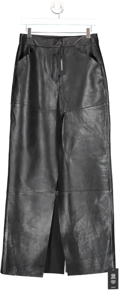 Lamarque Black Mariette Leather Maxi Skirt UK S