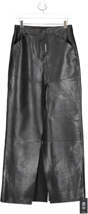 Lamarque Black Mariette Leather Maxi Skirt UK S