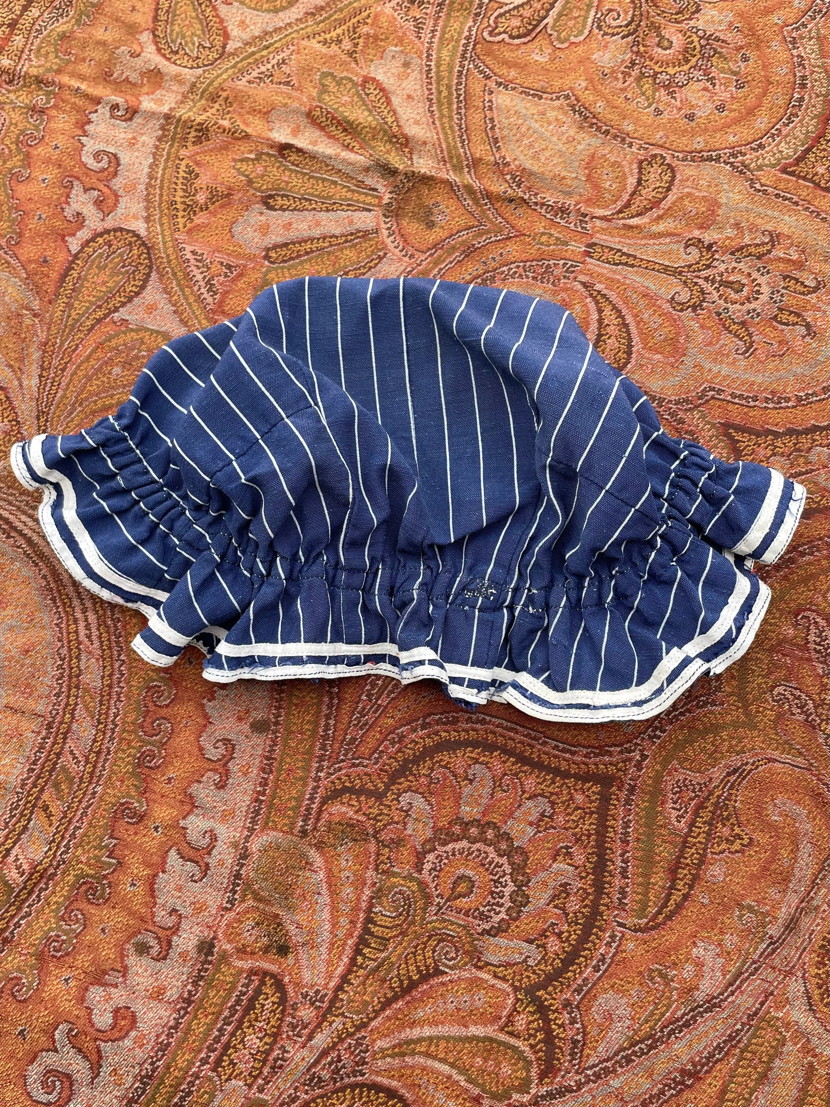 Late 1800s Striped Swimsuit Made Circa 1930s-2 Piece Jumpsuit   Hat