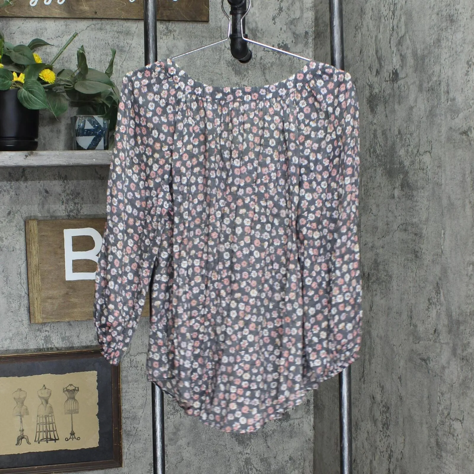 Lc Lauren Conrad Women's Banded Neck Blouse WL94W045RP India Ink Black M