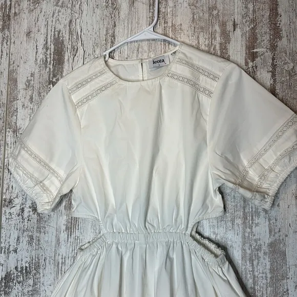 LeotaLace Trim Poplin Midi Dress Size Small