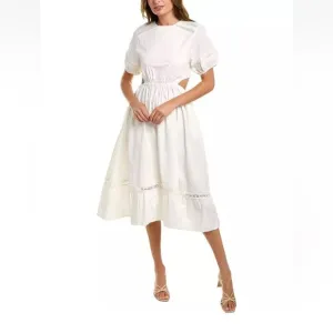LeotaLace Trim Poplin Midi Dress Size Small