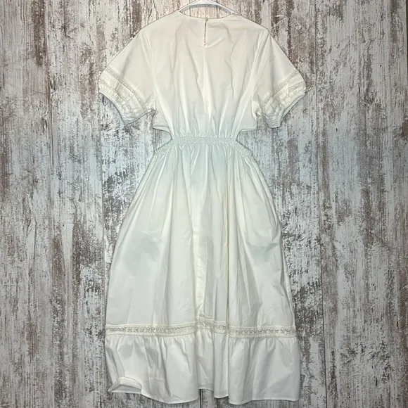 LeotaLace Trim Poplin Midi Dress Size Small