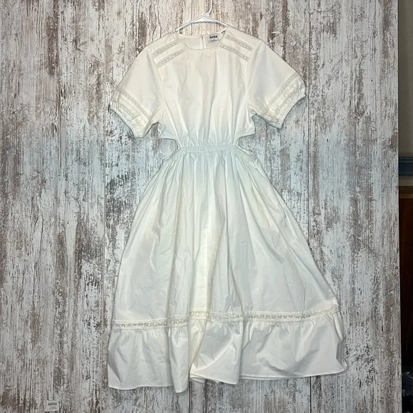 LeotaLace Trim Poplin Midi Dress Size Small