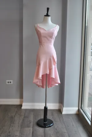 LIGHT PEACH COLOR SUMMER DRESS WITH RUFFLES