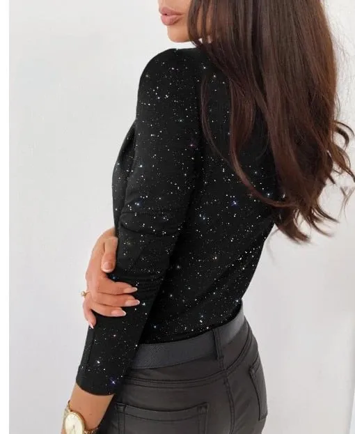 Long Sleeve Sexy Blouse Shirt V-Neck Fashion