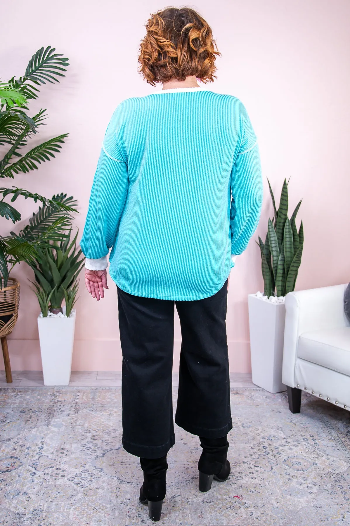 Love & Longing Turquoise/White Top - T8784TU