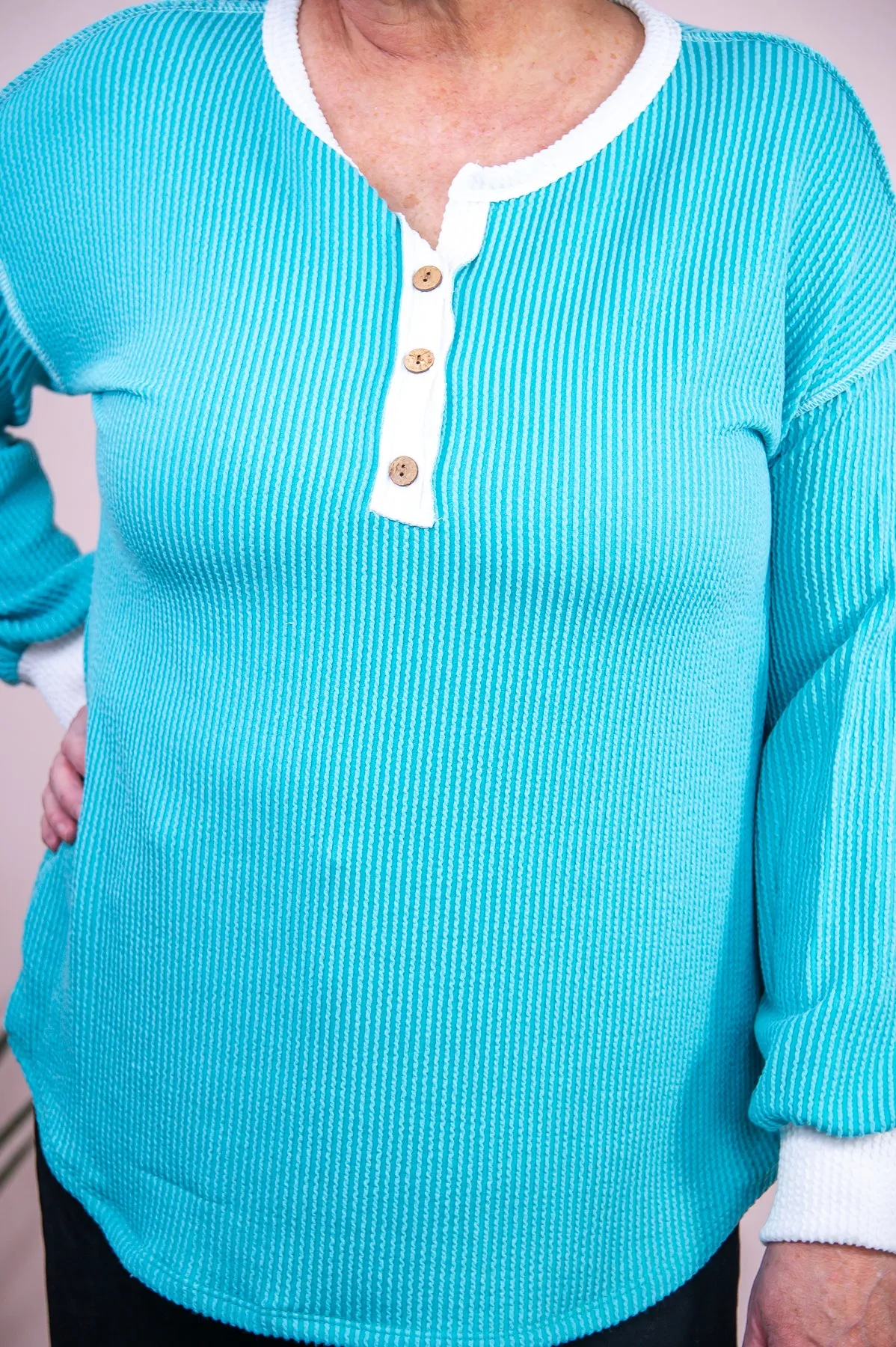 Love & Longing Turquoise/White Top - T8784TU