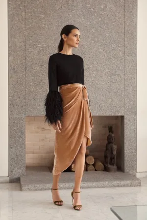 LUCIERNAGA SKIRT IN CARAMEL VELVET