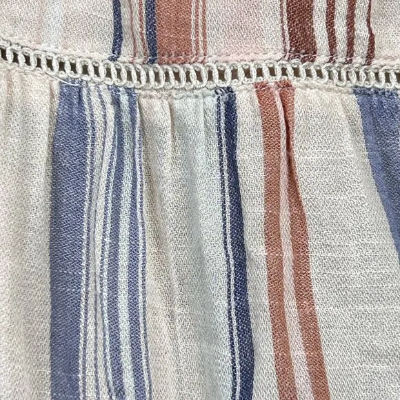 Lucky Brand Button-Front Striped Peasant Tiered Ruffle Maxi Skirt Size L - NWOT