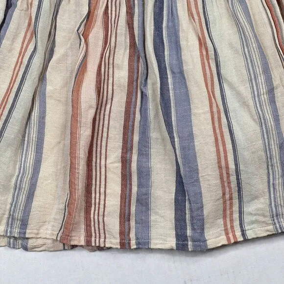 Lucky Brand Button-Front Striped Peasant Tiered Ruffle Maxi Skirt Size L - NWOT