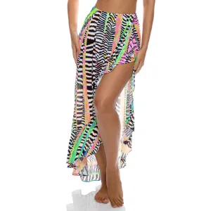 LULI DISCO - Ruffle High Lo Slit Skirt
