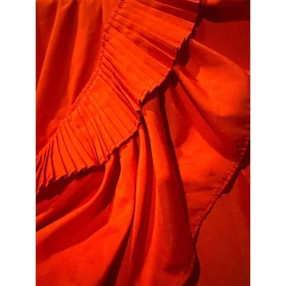 LULUMARI Red Overlap Maxi Frill High Low Skirt size medium