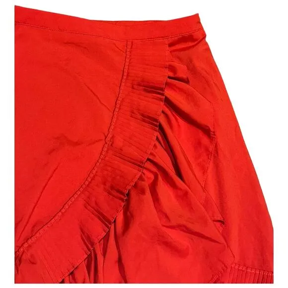 LULUMARI Red Overlap Maxi Frill High Low Skirt size medium