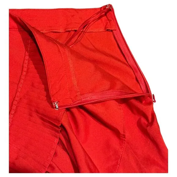 LULUMARI Red Overlap Maxi Frill High Low Skirt size medium