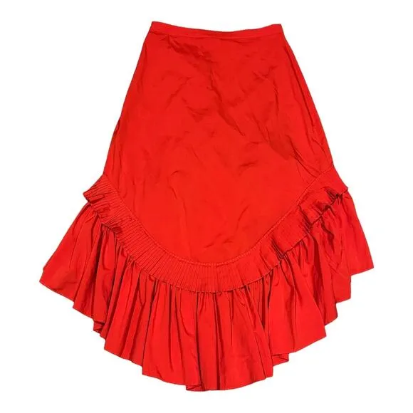 LULUMARI Red Overlap Maxi Frill High Low Skirt size medium