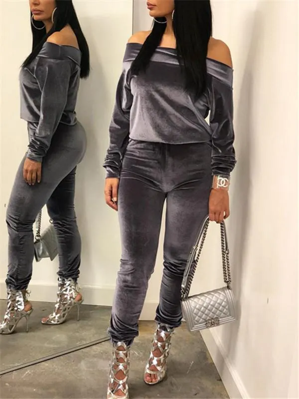 mangocouture Off Shoulder Velvet Co-ord