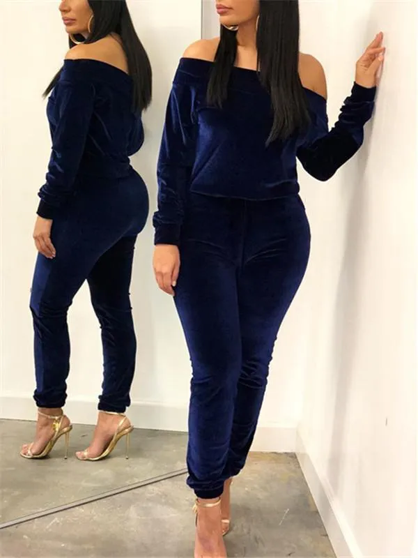 mangocouture Off Shoulder Velvet Co-ord