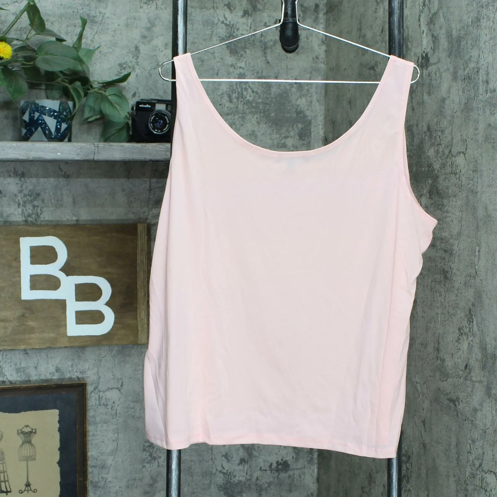 Marina Plus Floral Lace Asymmetrical Hem Top with Knit Tank Top