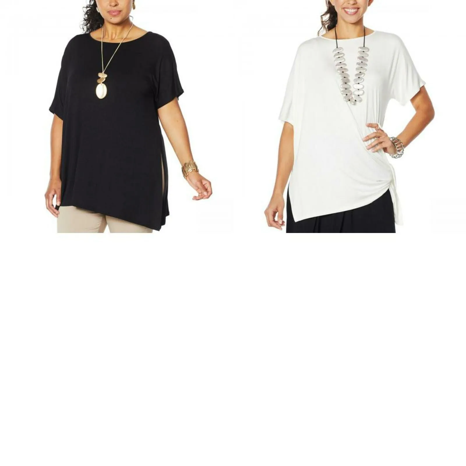MarlaWynne WynneLayers Women's Plus Size Asymmetric Knit Side Tie Top