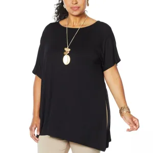 MarlaWynne WynneLayers Women's Plus Size Asymmetric Knit Side Tie Top
