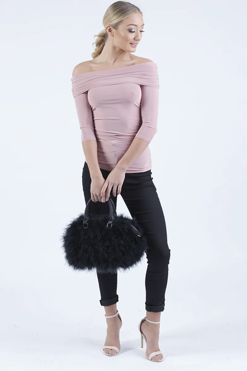 Mauve Bardot Ruched Top - Sandra