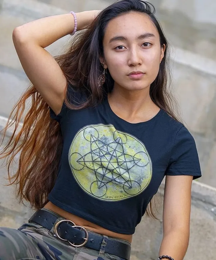Metatron Full Moon Sacred Geometry Women's Crop Top