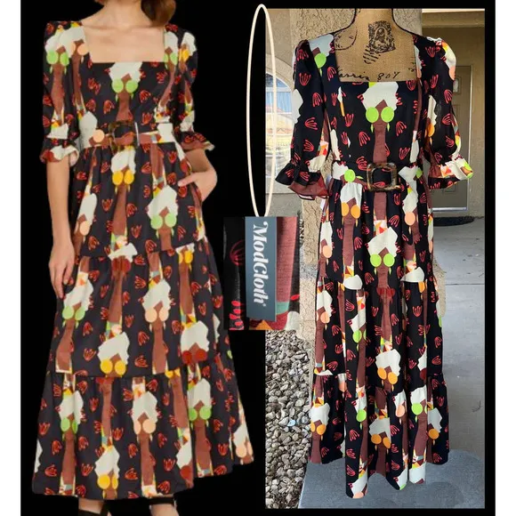 Modcloth Hutch Let's Go Boho Maxi Dress Size 6