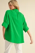 Nala Solid Ruched Shoulder Blouse