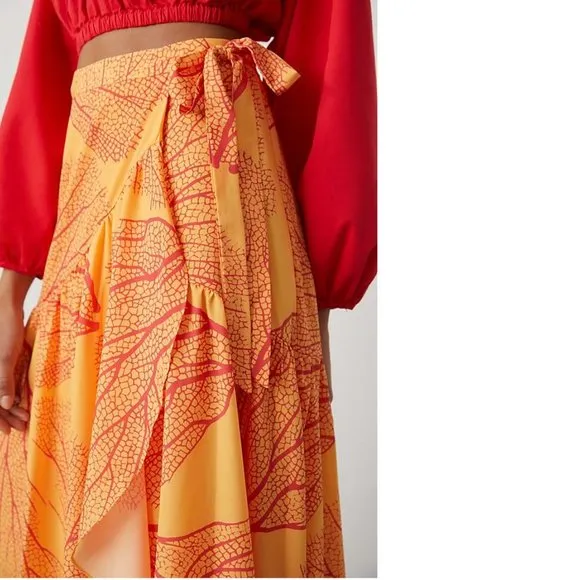 NEW Anthropologie Hutch Printed Wrap Maxi Skirt