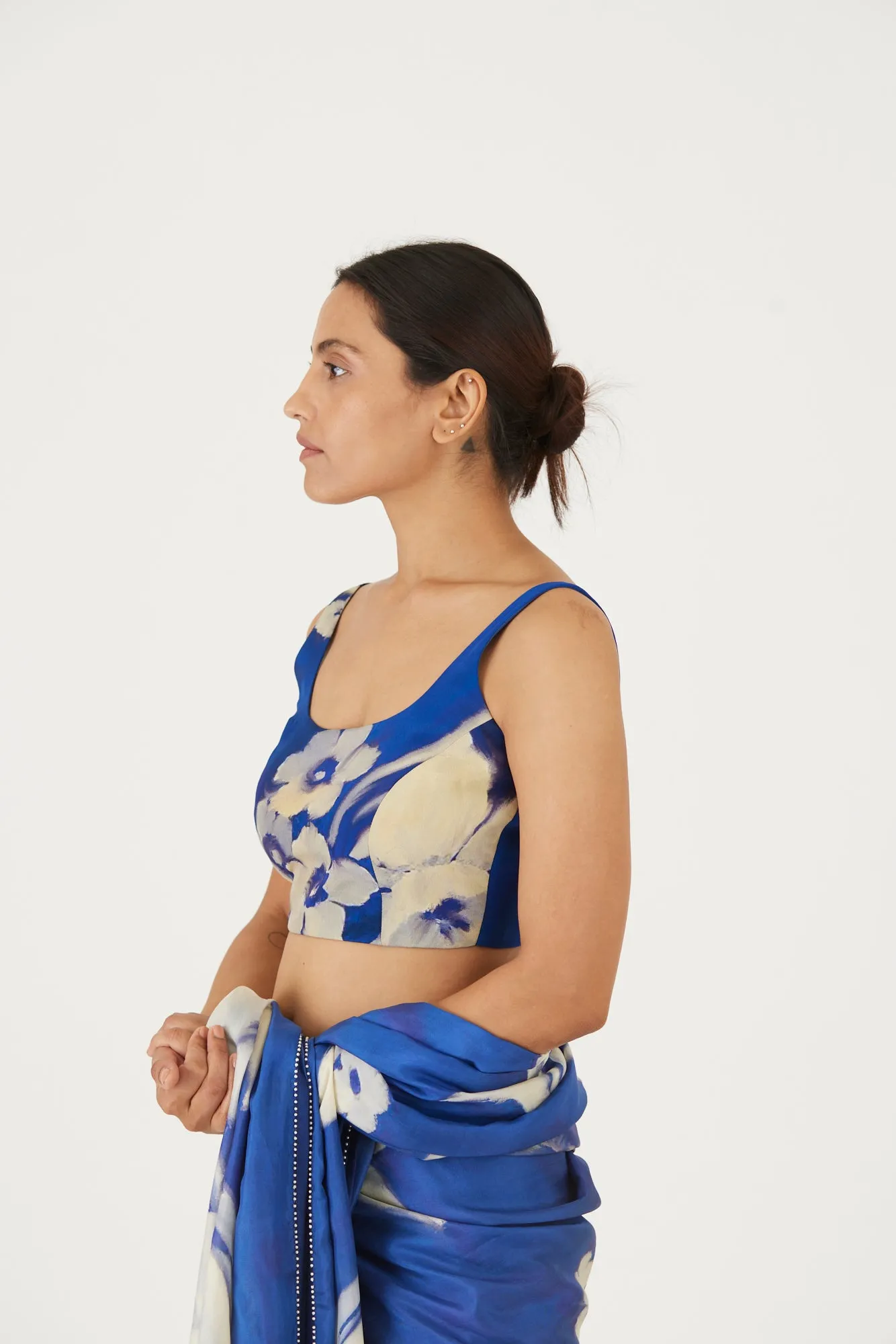 New Season Fall 24/Summer 25-Blouse-Crepe-Chicory Blue-YAMLS23-Fashion Edit Yam