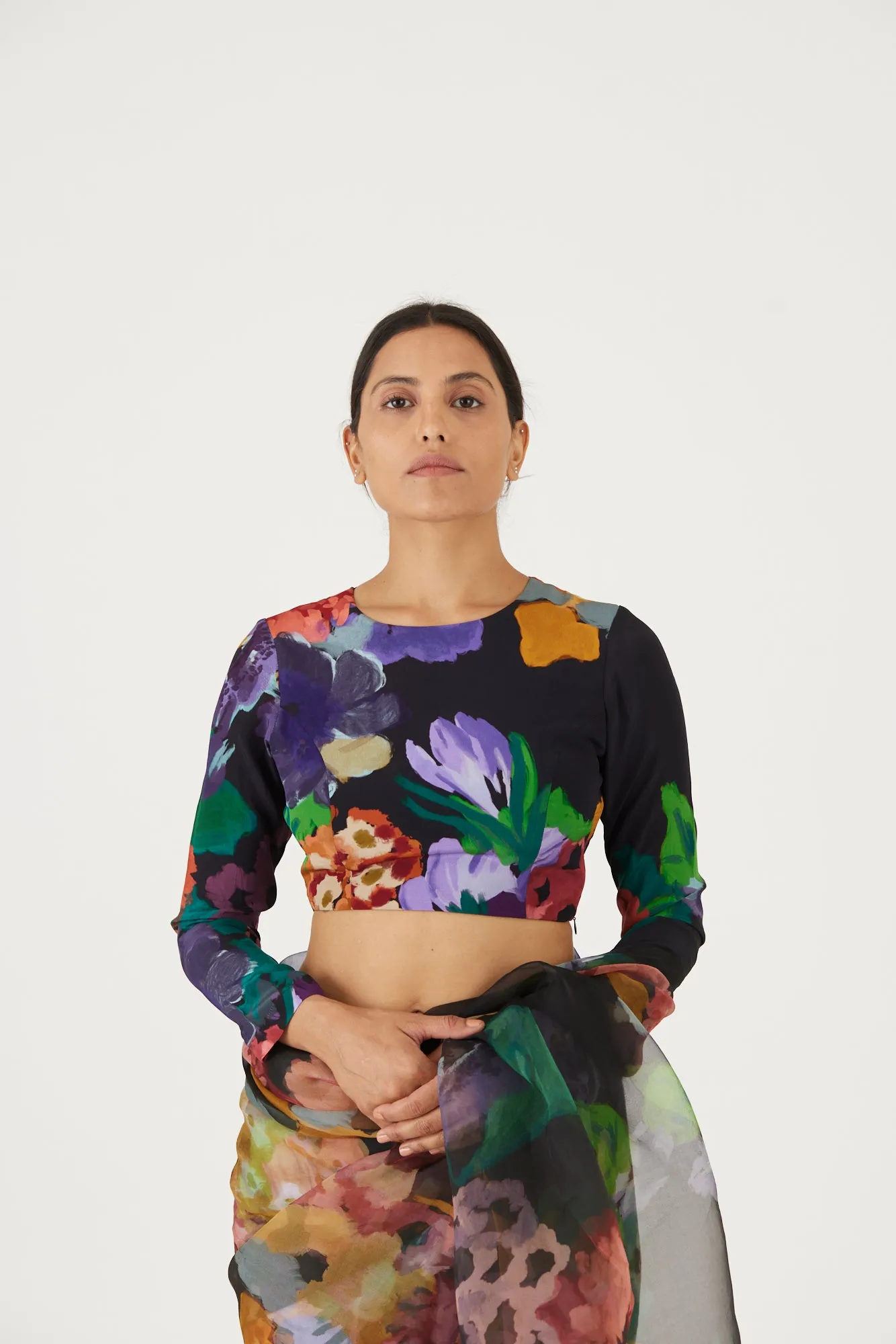 New Season Fall 24/Summer 25-Blouse-Crepe-Farah Black-YAMLS07-Fashion Edit Yam
