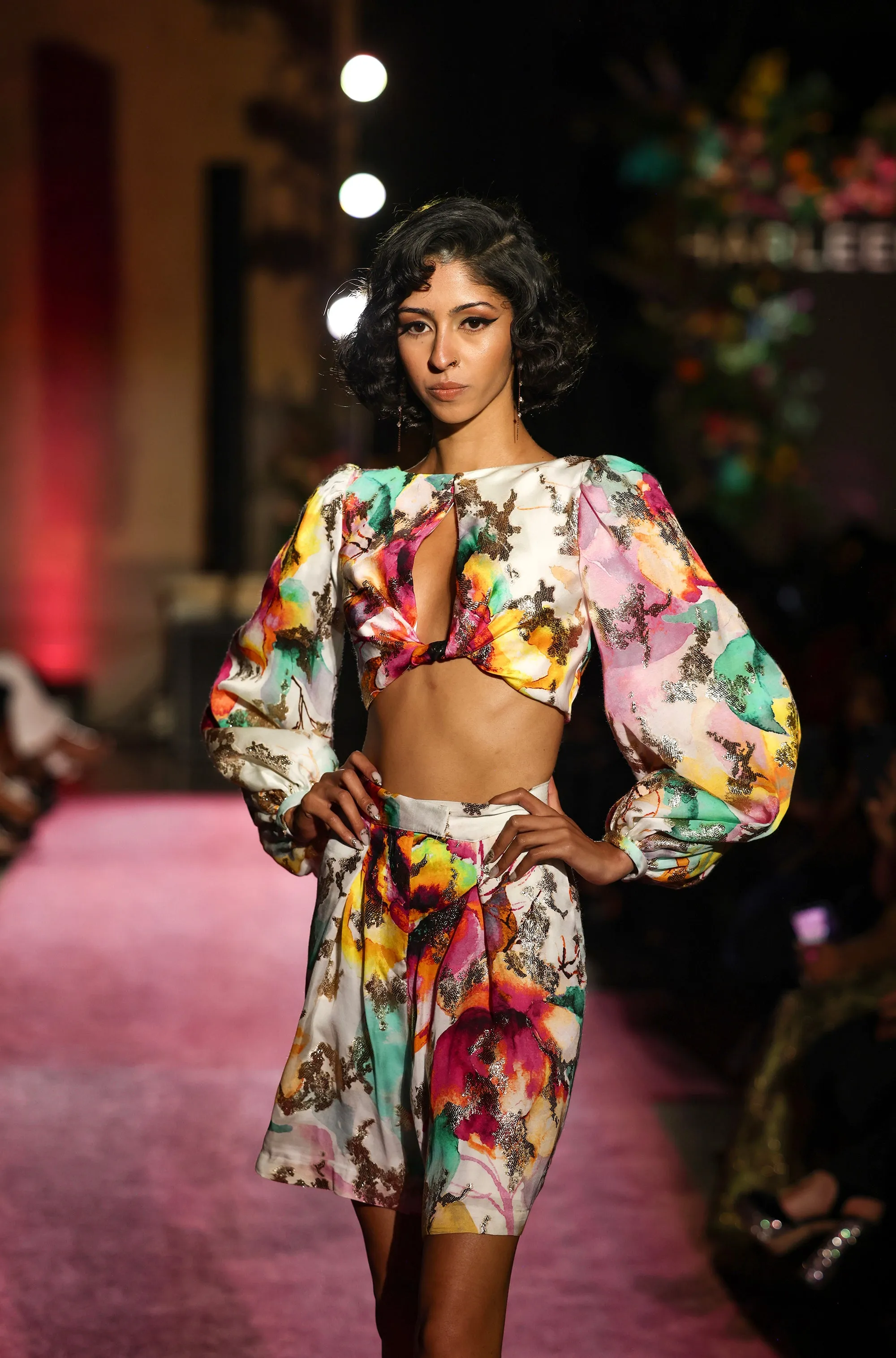NOORA Twist Front Floral Lehenga Top