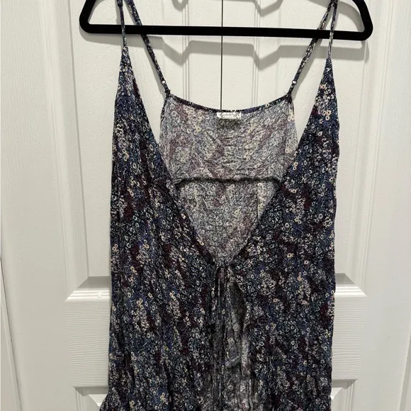 NWOT Free People All My Love Black Multi Floral Print Wrap Slip Dress