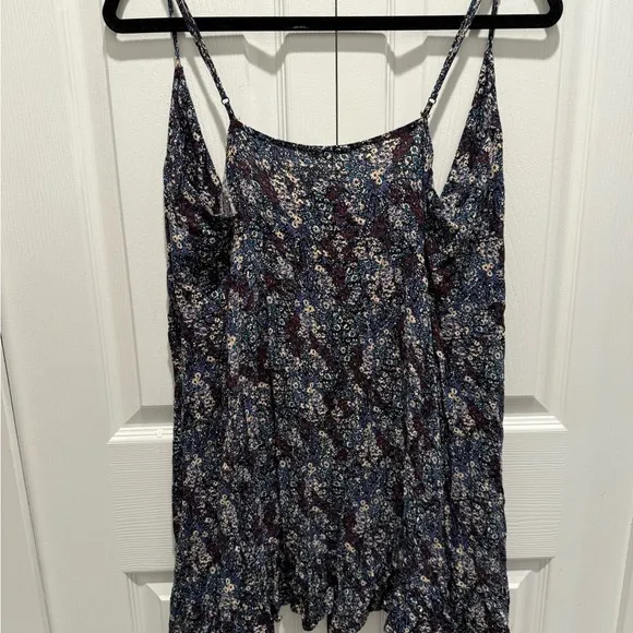 NWOT Free People All My Love Black Multi Floral Print Wrap Slip Dress