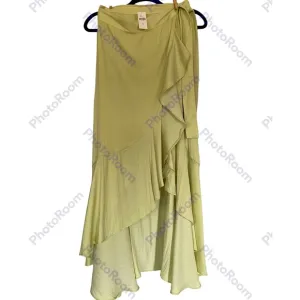 NWT Maeve Anthropologie Chartreuse XXS Ruffled Wrap Skirt