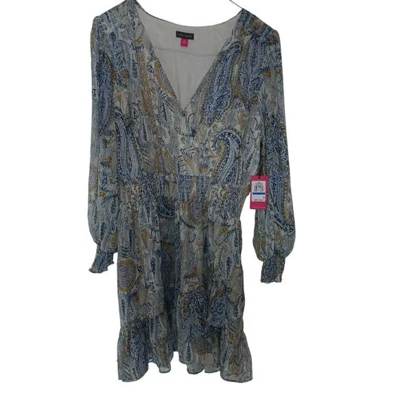 NWT - Vince Camuto Cream Multi Blooming Floral Mini Dress Size: XL