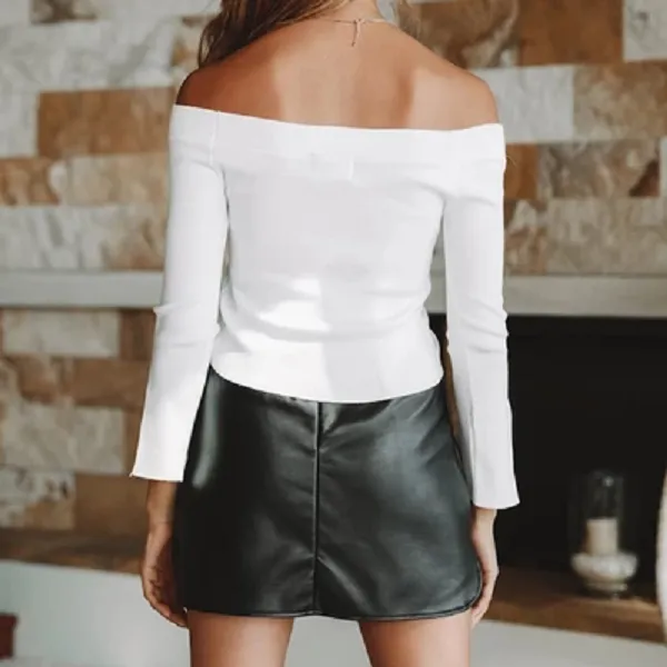 Off Shoulder Collar Sleeve Split T-shirt