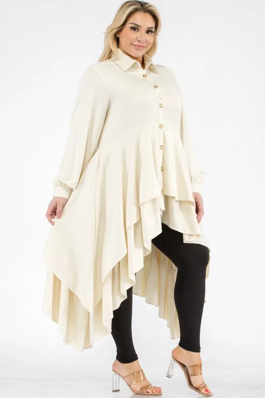 Off White Multi-Layered Peplum Blouse