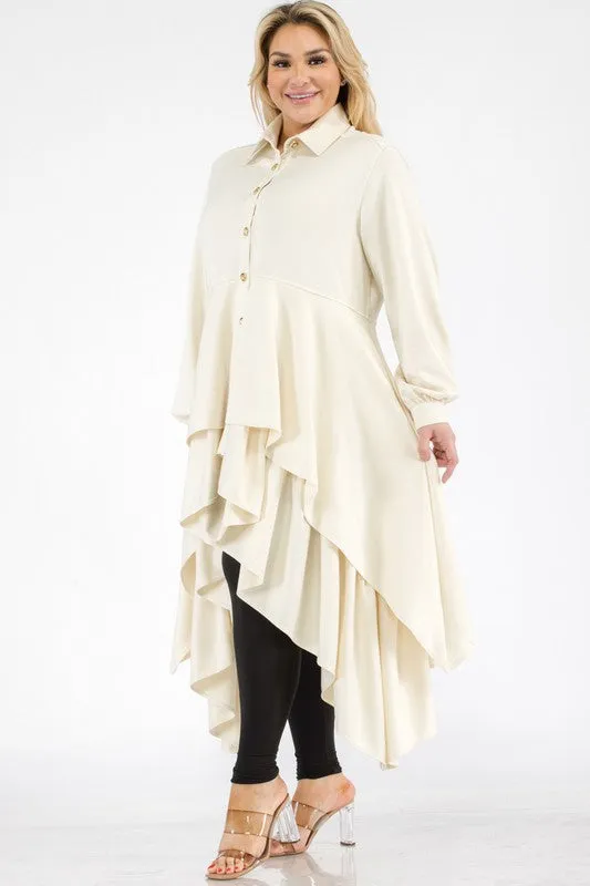 Off White Multi-Layered Peplum Blouse
