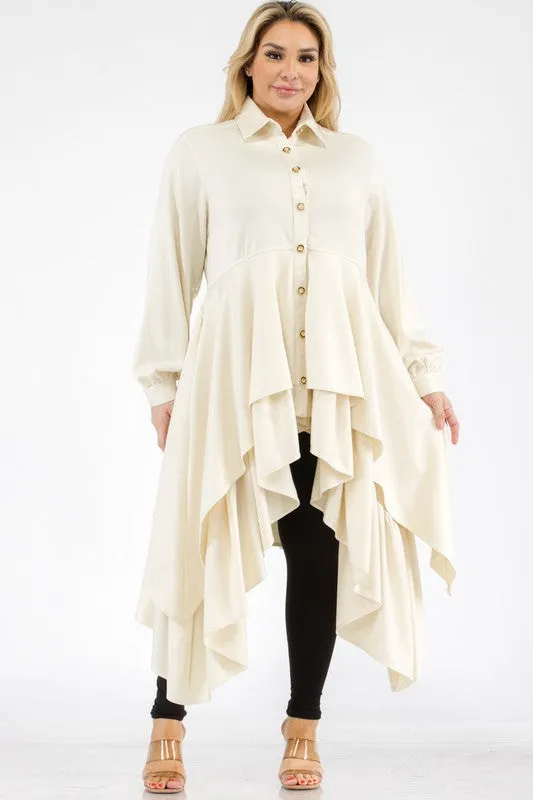 Off White Multi-Layered Peplum Blouse
